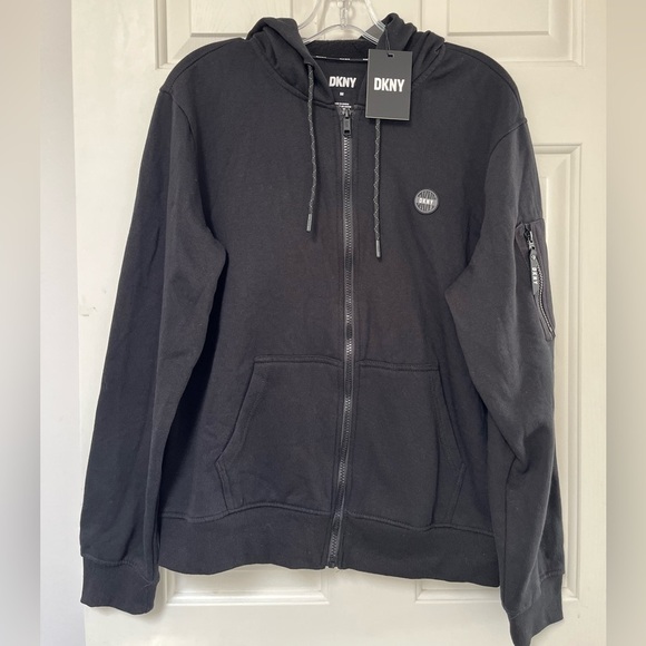 NWT DKNY Full Zip Hoodie with Pockets M Black - Picture 2 of 11
